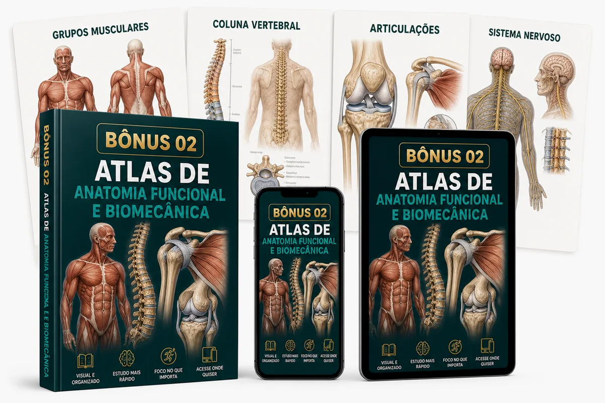 Mockup do Atlas de Anatomia Funcional e Biomecânica para Fisioterapia